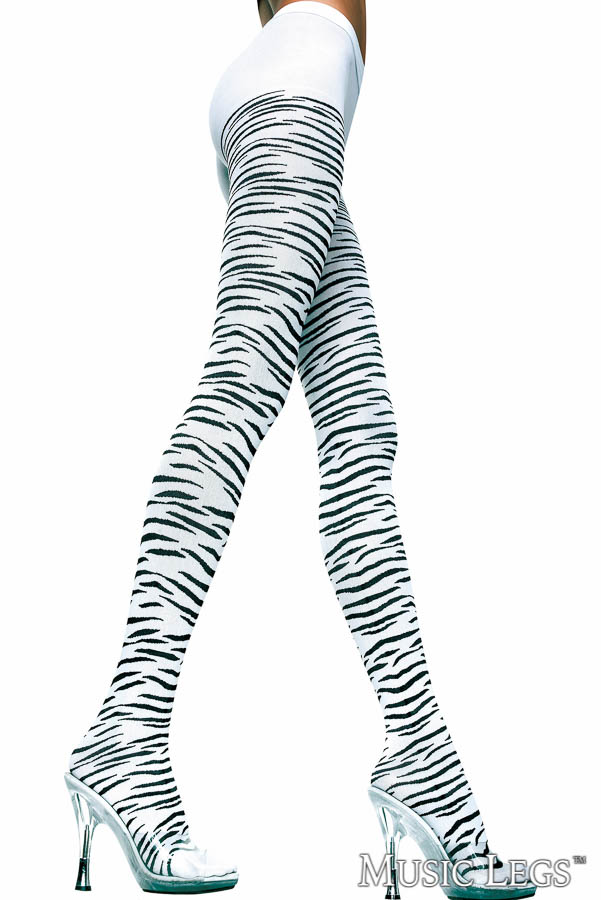 Picture of Costume, Halloween, Zebra Pantyhose, Black-White, O/S, -ML7046