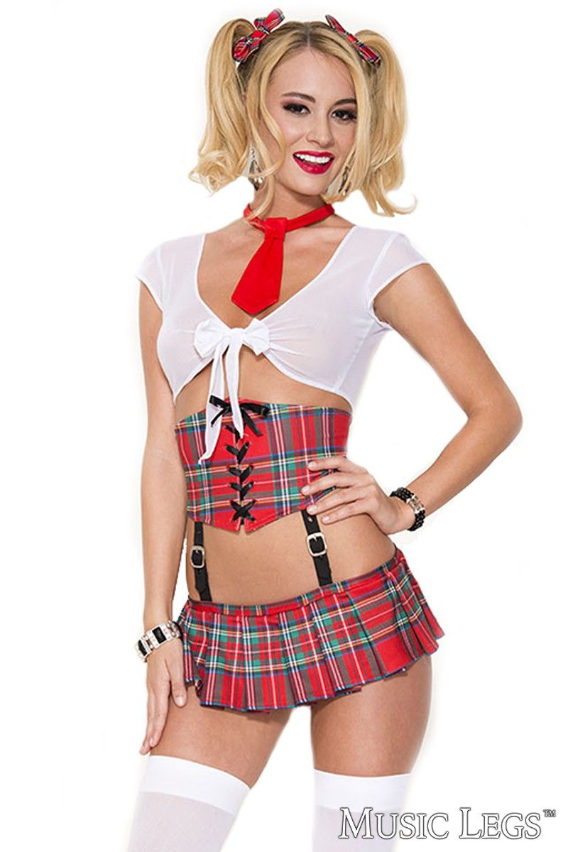 Picture of Lingerie, Bedroom Costume, Spicy School Girl, 4Pc, Red-White, O/S, -ML70520