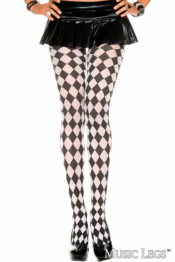 Picture of Costume, Halloween, Harlequin Pantyhose, Black-White, O/S, -ML7094