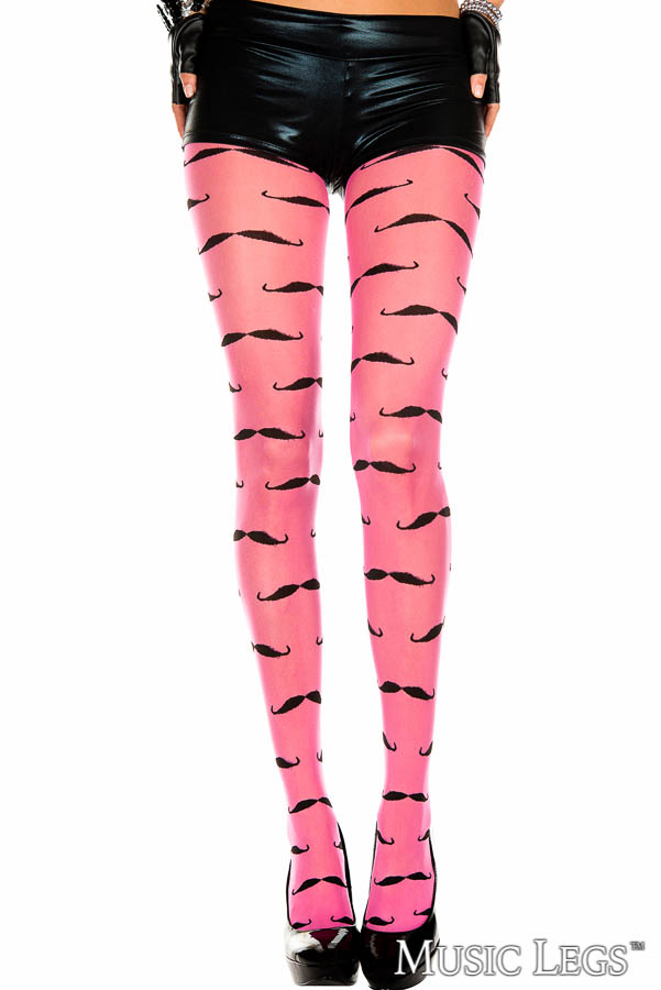 Picture of Costume, Halloween, Mustache Pantyhose, Hot Pink-Black, O/S, -ML7114