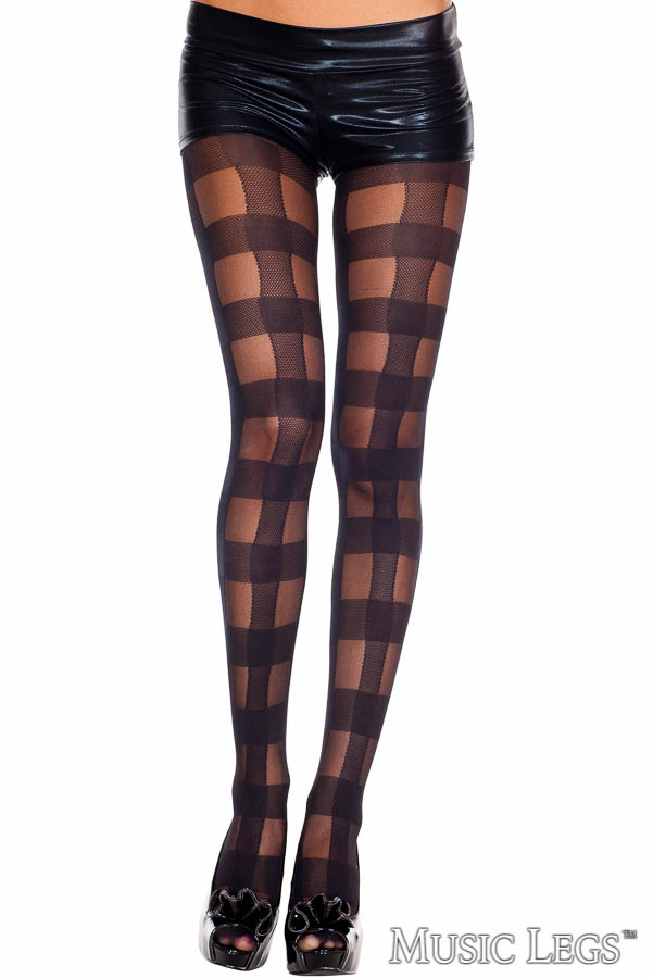 Picture of Hosiery, Pantyhose, Plaid Pantyhose, Black, O/S, -ML7226