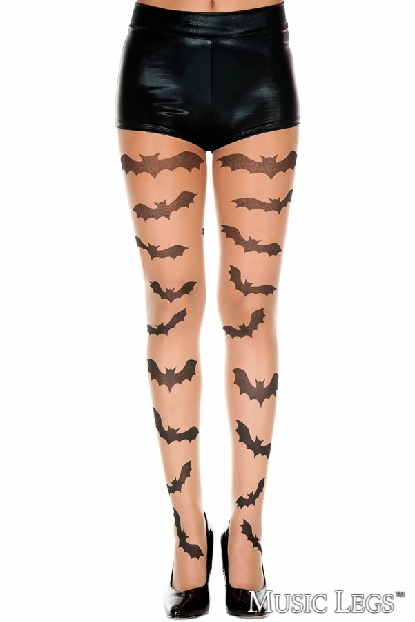 Picture of Costume, Halloween, Bat Pantyhose, Beige-Black, O/S, -ML7305