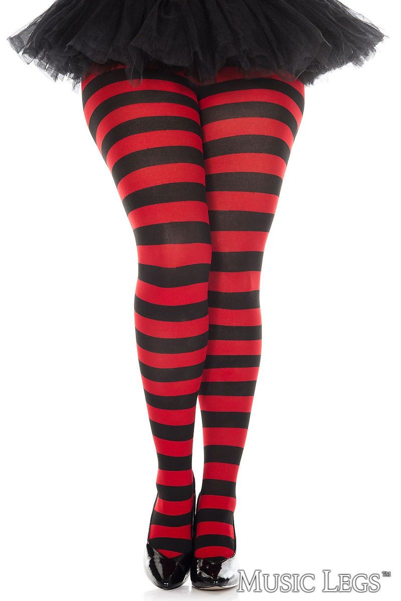 Picture of Costume, Halloween, Wide Striped Pantyhose, Black-Red, QUEEN, -ML7419Q