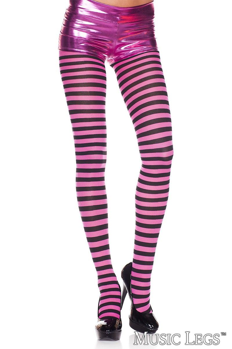 Picture of Costume, Halloween, Striped Pantyhose, Black-Coffee, O/S, -ML7471