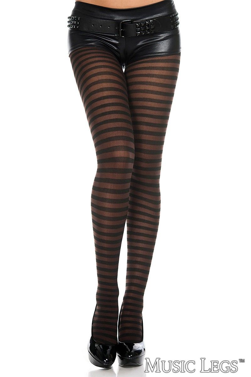 Picture of Costume, Halloween, Striped Pantyhose, Black-Coffee, O/S, -ML7471