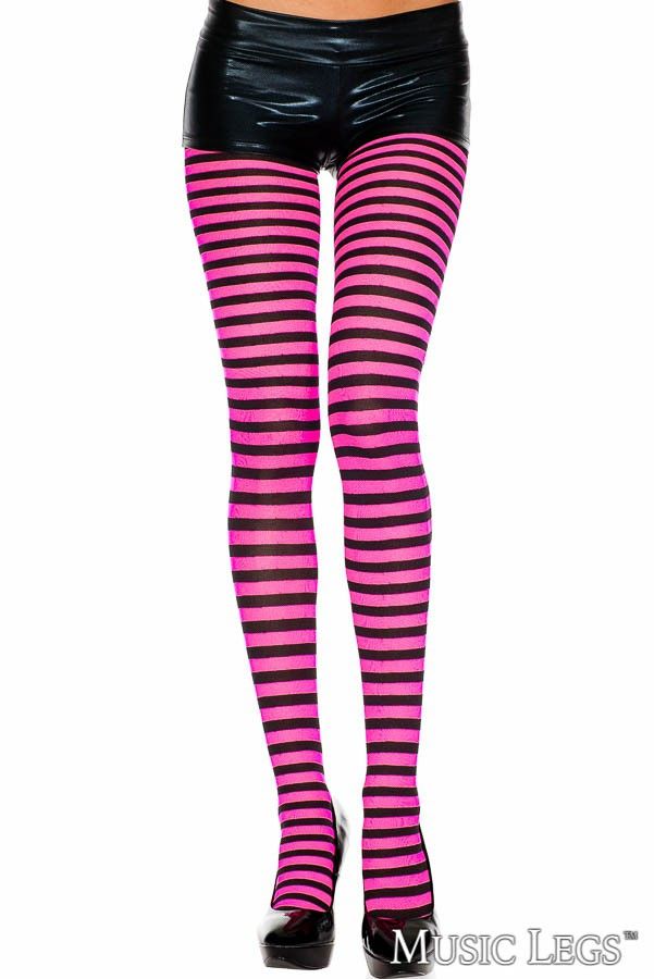 Picture of Costume, Halloween, Striped Pantyhose, Black-Coffee, O/S, -ML7471