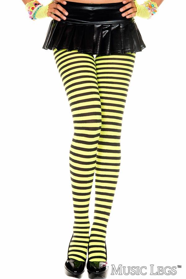 Picture of Costume, Halloween, Striped Pantyhose, Black-Coffee, O/S, -ML7471