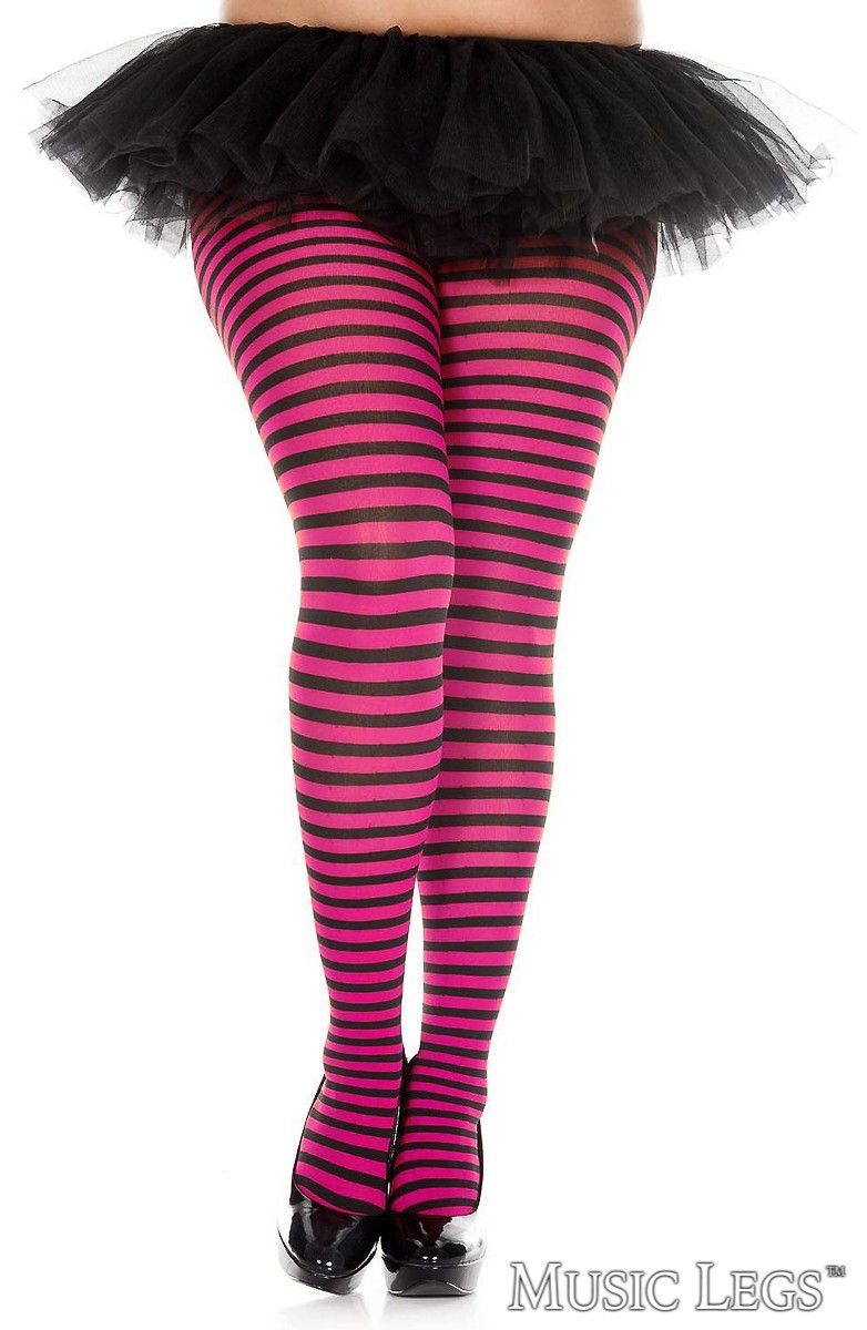 Picture of Costume, Halloween, Striped Pantyhose, Black-Hot Pink, QUEEN, -ML7471Q