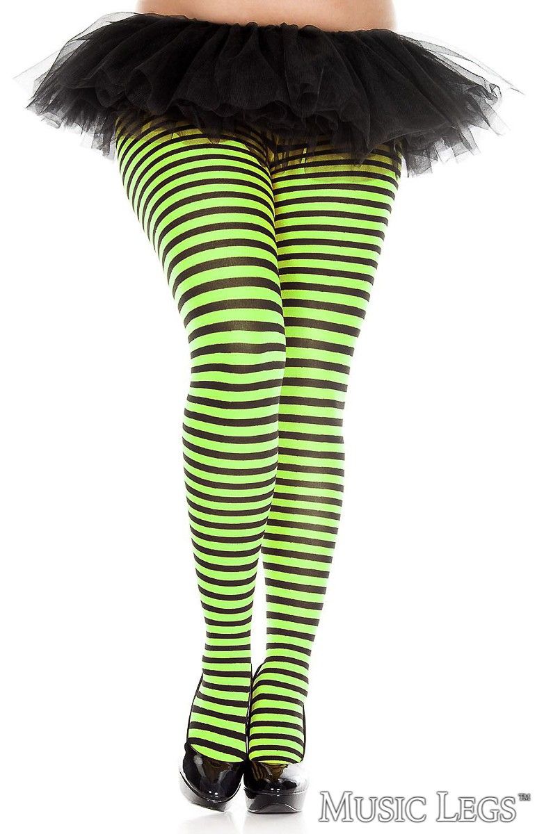 Picture of Costume, Halloween, Striped Pantyhose, Black-Neon Yellow, QUEEN, -ML7471Q