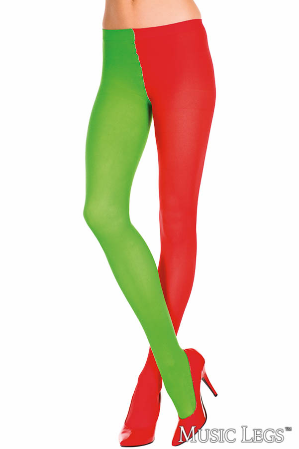 Picture of Costume, Halloween, Mismatch Pantyhose, Red-Kelly Green, O/S, -ML748