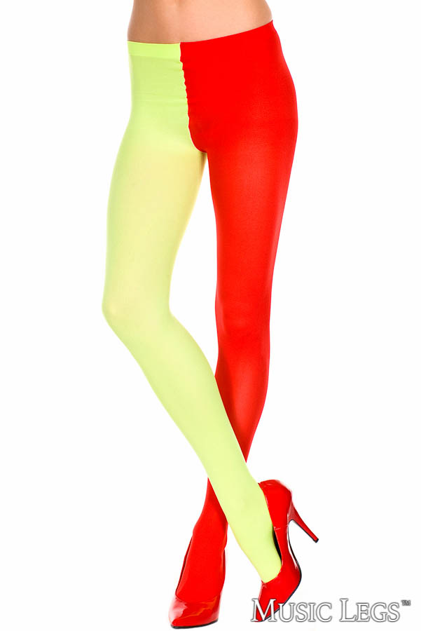 Picture of Costume, Halloween, Mismatch Pantyhose, Red-Kelly Green, O/S, -ML748