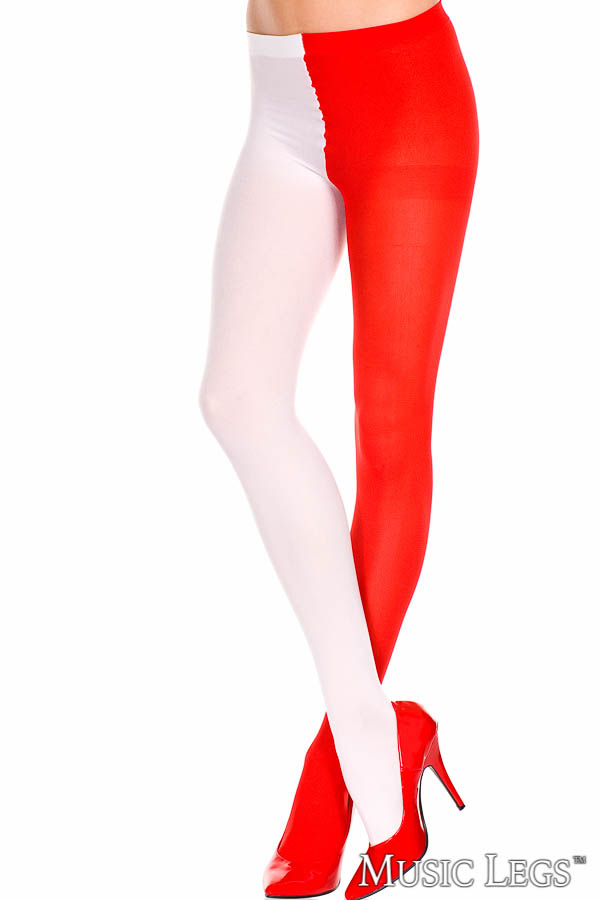 Picture of Costume, Halloween, Mismatch Pantyhose, Red-White, O/S, -ML748