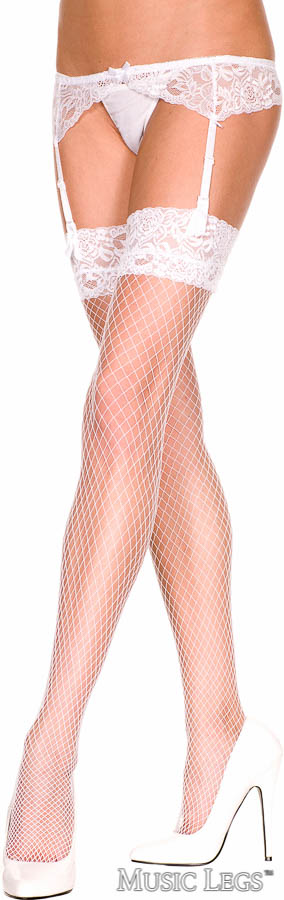 Picture of Lingerie, Garterbelts, Lace Garterbelt With Fishnet Stockings, White, O/S, -ML7710