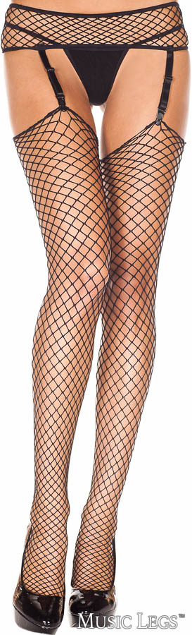 Picture of Hosiery, Suspender, Fishnet Garterbelt, Stockings, Black, O/S, -ML7832