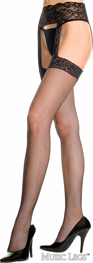 Picture of Hosiery, Suspender, Lace Top Fishnet Suspender, Black, O/S, -ML7900