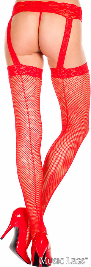 Picture of Hosiery, Suspender, Lace Top Backseam Suspender, Red, O/S, -ML7901