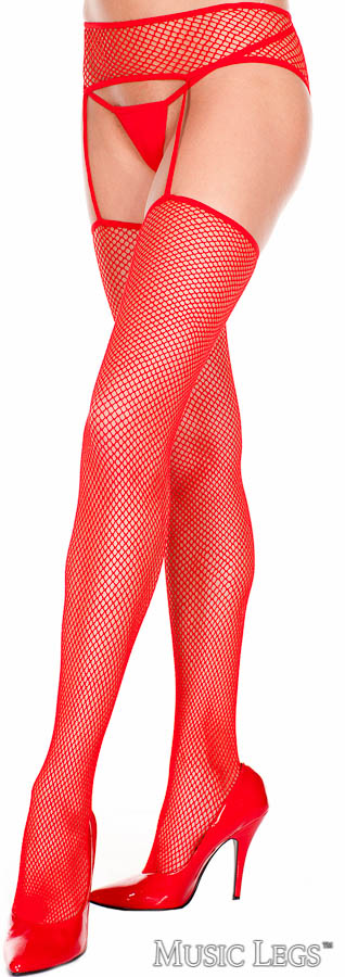 Picture of Hosiery, Suspender, Fishnet Suspender, Red, O/S, -ML7902