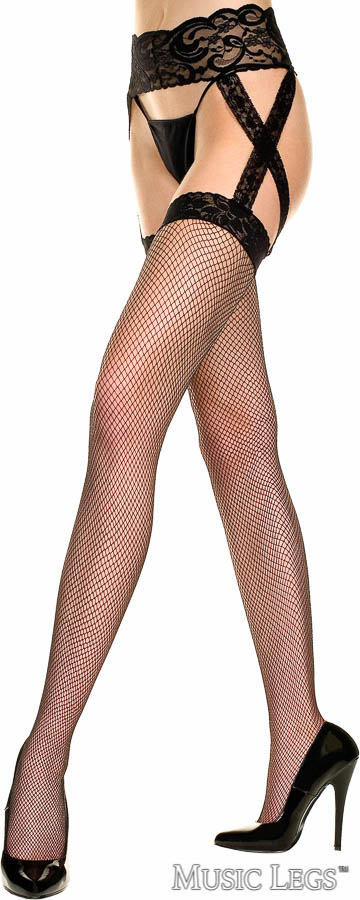 Picture of Hosiery, Suspender, Criss Cross Lace Fishnet Suspender, Black, O/S, -ML7910