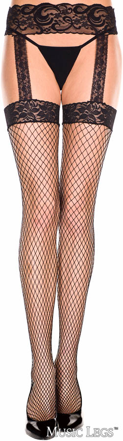 Picture of Hosiery, Suspender, Lace Top Fishnet Suspender, Black, O/S, -ML7996