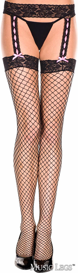 Picture of Hosiery, Suspender, Lace Suspender Pantyhose, Black, O/S, -ML912