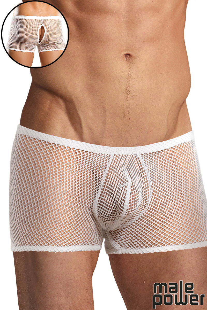 Picture of Lingerie, Short, Stretch Net Peek-A-Buns Short, White, L/XL, -MP164-11C