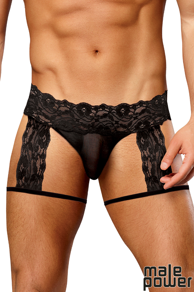 Picture of Lingerie, Short, Scandal Lace G-String Garter Short, Black, L/XL, -MP176-178