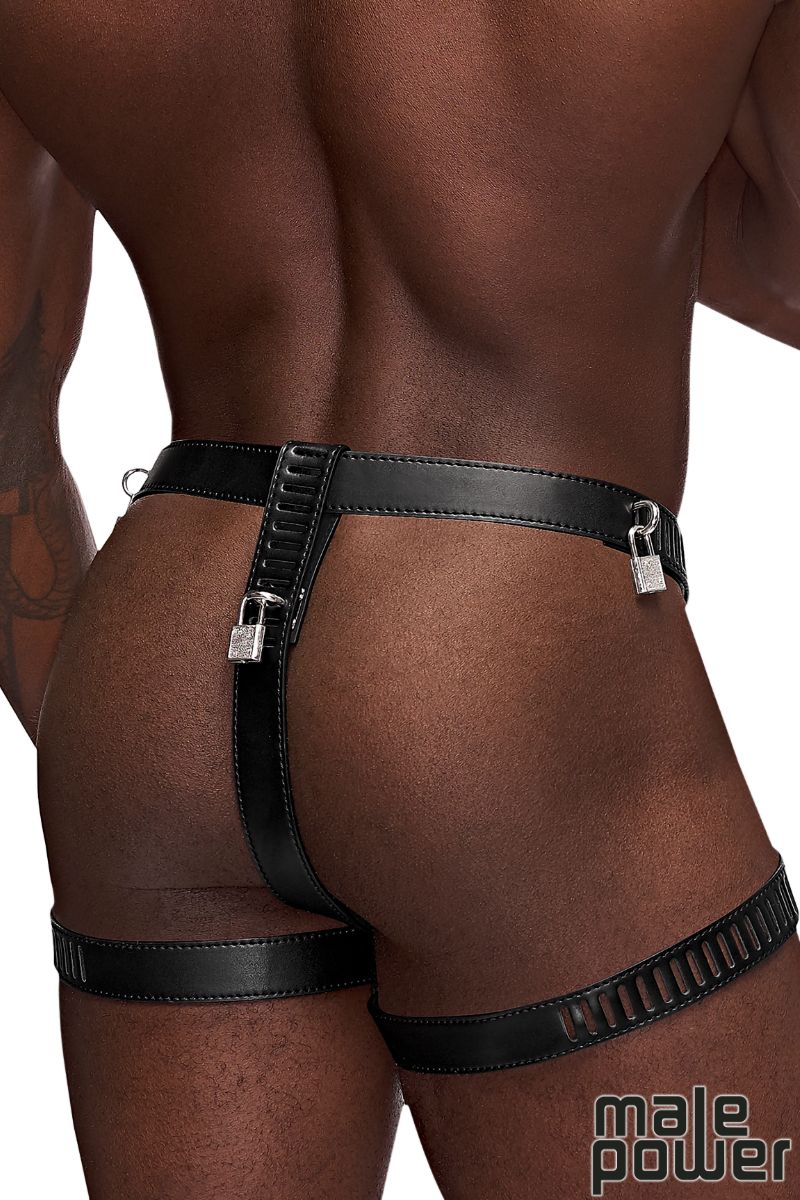 Picture of Accessorie, Fetish, Pu Leather Padlock Thong, Black, O/S, -MP550-266