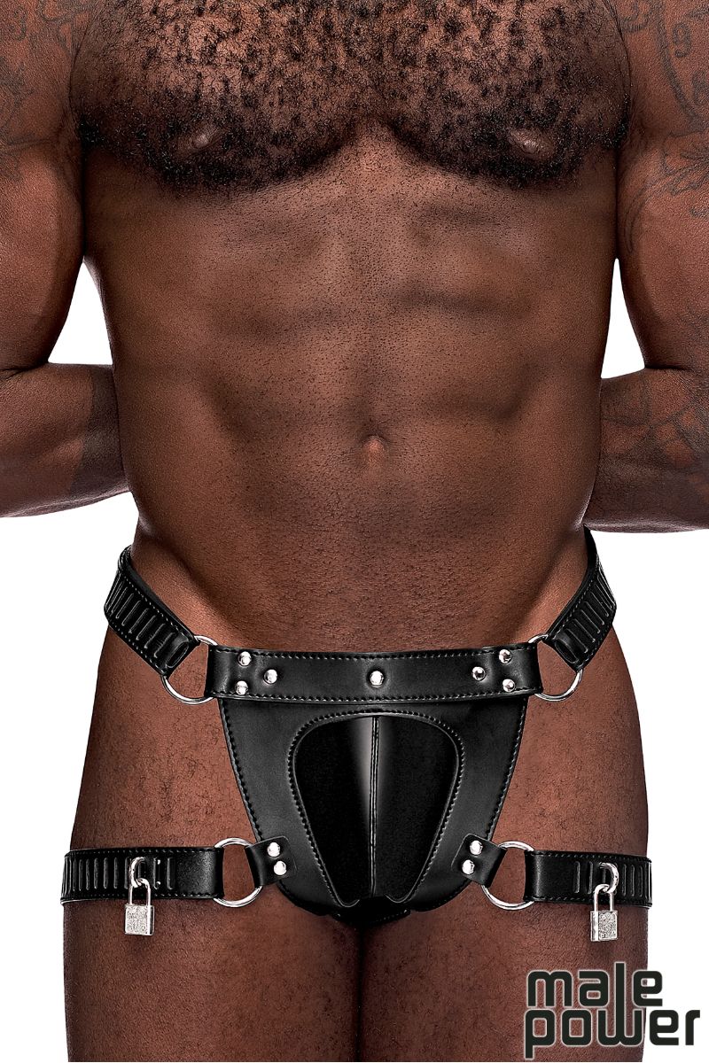 Picture of Accessorie, Fetish, Pu Leather Padlock Thong, Black, O/S, -MP550-266