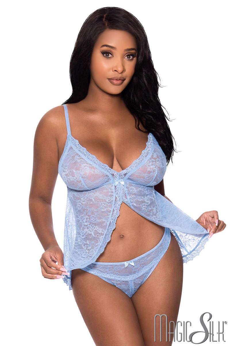 Picture of Lingerie, Babydoll-Chemise, Flyaway Lace Babydoll, Periwinkle, L/XL, -MSM307