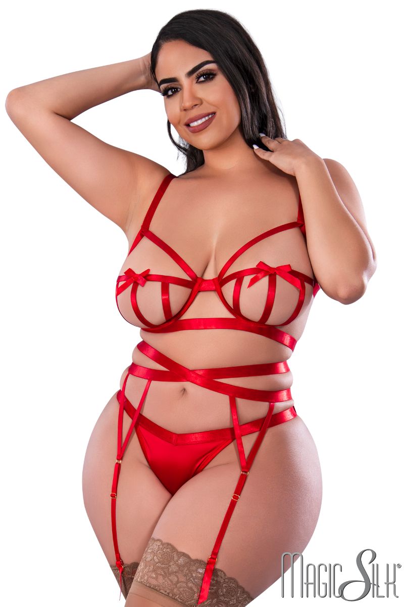 Picture of Lingerie, Multi Piece, Strappy Bow 3Pc, Red, QUEEN, -MSM353X