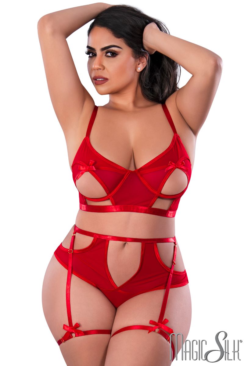 Picture of Lingerie, Multi Piece, Cutout Bow 2Pc, Red, QUEEN, -MSM354X