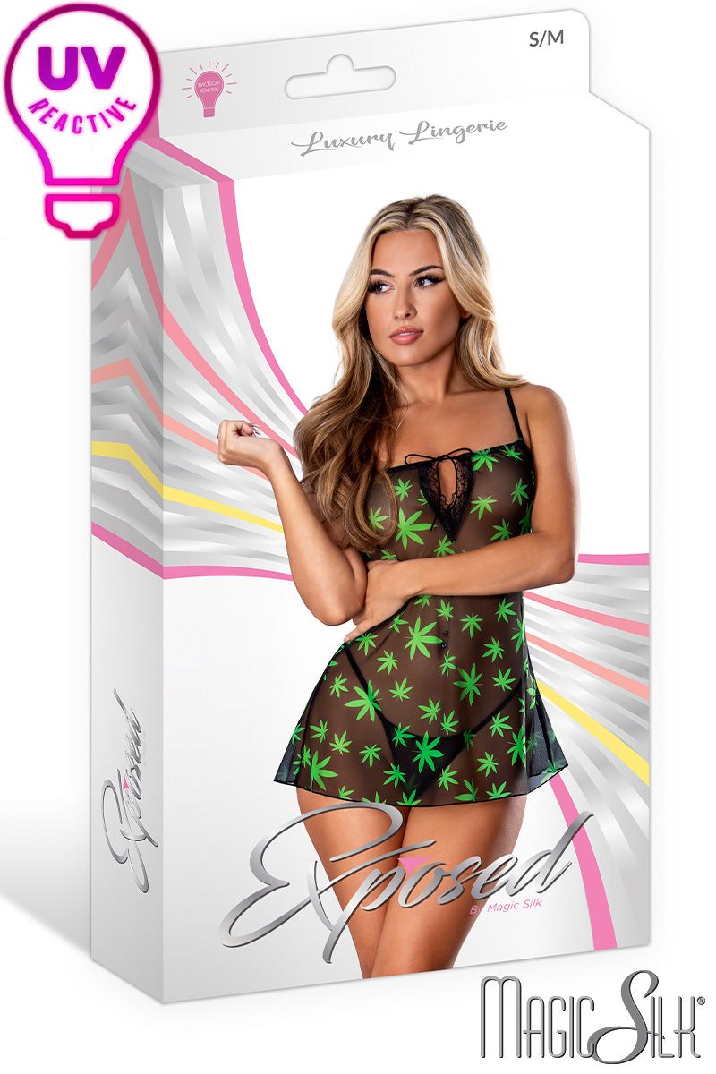 Picture of Lingerie, Babydoll-Chemise, Uv Print Babydoll, Black-Green, L/XL, -MSM378