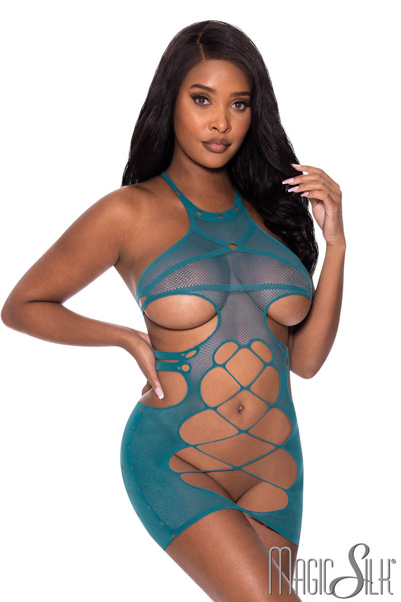 Picture of Lingerie, Babydoll-Chemise, Open Net Chemise, Teal, O/S, -MSS168